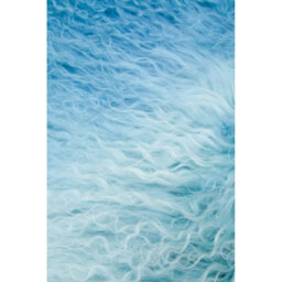 Orsina Blue Ombre Mongolian Lamb Fur Square Cushion, Luxe Gradient Faux Fur Throw Pillow With Feather Filler - thumbnail 9