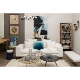 Orsina Blue Ombre Mongolian Lamb Fur Square Cushion, Luxe Gradient Faux Fur Throw Pillow With Feather Filler - thumbnail 5