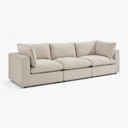 Furniturebox Uk Echo Cream Linen-Look Fabric 3 Seater Modular Sofa - thumbnail 6