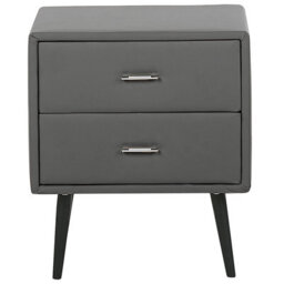 Beliani 2 Drawer Bedside Table Essonne Faux Leather Grey - thumbnail 4