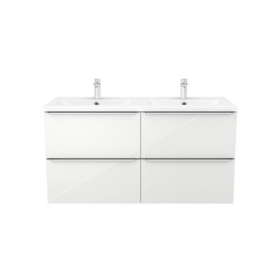 GoodHome Imandra Gloss White Wall-Mounted Vanity Unit & Basin Set With 4 Chrome Effect Handle (W)1204mm (H)670mm - image 1