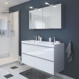 GoodHome Imandra Gloss White Wall-Mounted Vanity Unit & Basin Set With 4 Chrome Effect Handle (W)1204mm (H)670mm - thumbnail 2