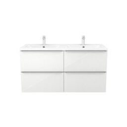 GoodHome Imandra Gloss White Wall-Mounted Vanity Unit & Basin Set With 4 Chrome Effect Handle (W)1204mm (H)670mm - thumbnail 1