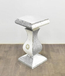 Deenz Biznest Crushed Crystal Jewel Loose Diamante Filled End Table Mirrored Border Square Home Decor Pedestal White Silver 60X40 Cm - thumbnail 5