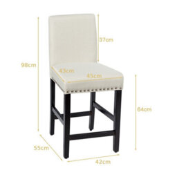 Gainoom Set Of 2 Bar Stools Beige Counter Height Chair Upholstered W/ Low Backrest Wide Seat - thumbnail 2