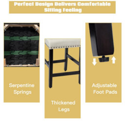 Gainoom Set Of 2 Bar Stools Beige Counter Height Chair Upholstered W/ Low Backrest Wide Seat - thumbnail 8