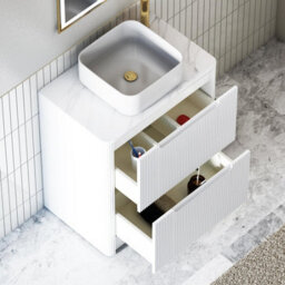 Royal Bathrooms Avenza 700mm Matt White Floor Standing Countertop Bathroom Vanity Unit 2 Drawer With Elena Basin - thumbnail 5