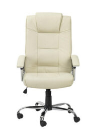 Alphason Dorel Home Houston Office Chair With High Back In Leather Cream - thumbnail 1