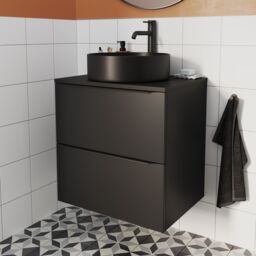 GoodHome Imandra Matt Black Wall-Mounted Bathroom Cabinet (H) 600mm (W) 600mm - thumbnail 4