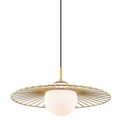Luminosa Lighting Luminosa Modern Hanging Pendant Golden 1 Light  With Gold, White Shade, E27 - image 1