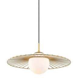 Luminosa Lighting Luminosa Modern Hanging Pendant Golden 1 Light  With Gold, White Shade, E27 - thumbnail 1