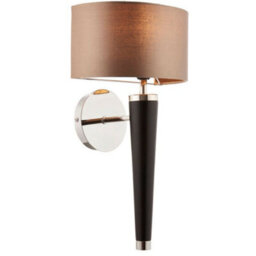 Dimmable Led Wall Light Walnut & Silver Effect Shade Modern Wooden Lamp Fitting - thumbnail 3