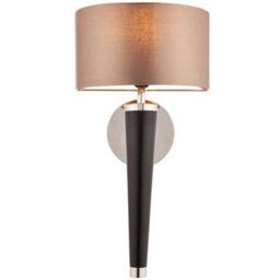 Dimmable Led Wall Light Walnut & Silver Effect Shade Modern Wooden Lamp Fitting