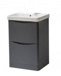 D Pro T Bathrooms 500mm Vanity Unit High Gloss Light Grey Freestanding Bathroom Cabinet With Ceramic Basin & Soft Close Drawer - thumbnail 1
