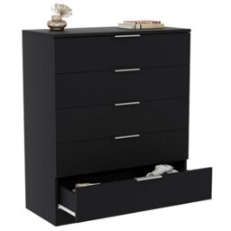 Lassic Vida Designs Trega Black 5 Drawer Chest Anti-Bowing Support & Stylish Black Handles, (H)900mm X (W)660mm X (D)360mm - thumbnail 9