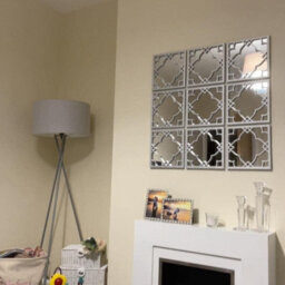 Biznest Set Of 3 Silver Moroccan Tile Mirrors Moroccan Wall Art Hanging Mirror Square For Hanging And Wall Decor ( Silver )