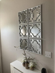 Biznest Set Of 3 Silver Moroccan Tile Mirrors Moroccan Wall Art Hanging Mirror Square For Hanging And Wall Decor ( Silver ) - thumbnail 2