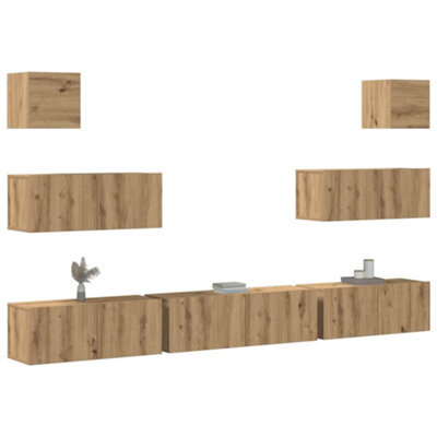 Berkfield 7 Piece Tv Cabinet Set Wall-Mounted Artisan Oak Engineered Wood - image 1