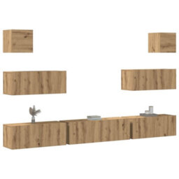 Berkfield 7 Piece Tv Cabinet Set Wall-Mounted Artisan Oak Engineered Wood - thumbnail 1