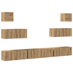 Berkfield 7 Piece Tv Cabinet Set Wall-Mounted Artisan Oak Engineered Wood - thumbnail 2
