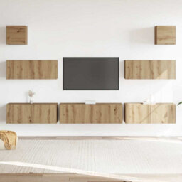 Berkfield 7 Piece Tv Cabinet Set Wall-Mounted Artisan Oak Engineered Wood - thumbnail 3