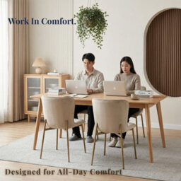 Evre Beige Velvet Dining Chairs Set Of 2 With Bronze Metal Frame For Kitchen, Living Room & Bedroom - thumbnail 9