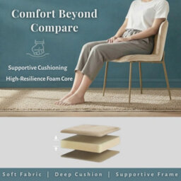 Evre Beige Velvet Dining Chairs Set Of 2 With Bronze Metal Frame For Kitchen, Living Room & Bedroom - thumbnail 7