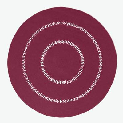Homescapes Plum Crochet Braided Rug 120Cm Round - image 1