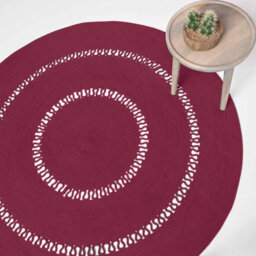 Homescapes Plum Crochet Braided Rug 120Cm Round - thumbnail 2