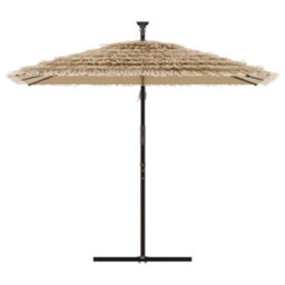 Berkfield Garden Parasol With Leds And Steel Pole Brown 246X246X230 Cm - thumbnail 4