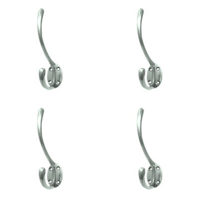 Loops 4 Pack Elegant Solid Brass Hat And Coat Hook In Polished Chrome - 142mm - Wall Mounted Clothing Hook - image 1