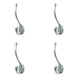 Loops 4 Pack Elegant Solid Brass Hat And Coat Hook In Polished Chrome - 142mm - Wall Mounted Clothing Hook - thumbnail 1