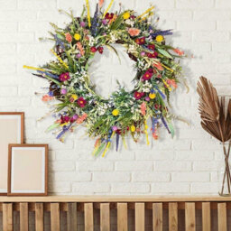 "13.7"" Multicolour Artificial Wildflower & Lavender Spring Wreath - Front Door & Home Wall Decor" - thumbnail 7