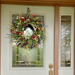 "13.7"" Multicolour Artificial Wildflower & Lavender Spring Wreath - Front Door & Home Wall Decor" - thumbnail 5