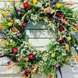 "13.7"" Multicolour Artificial Wildflower & Lavender Spring Wreath - Front Door & Home Wall Decor" - thumbnail 6