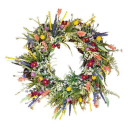 "13.7"" Multicolour Artificial Wildflower & Lavender Spring Wreath - Front Door & Home Wall Decor" - thumbnail 9