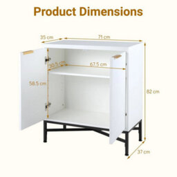 Fluted Sideboard Buffet Cabinet 2 Doors Adjustable Shelf - thumbnail 2