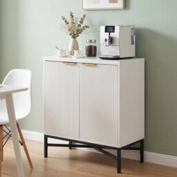 Fluted Sideboard Buffet Cabinet 2 Doors Adjustable Shelf - thumbnail 1