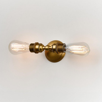 Old School Electric Twin Industrial Wall Light - Light Antique Brass - image 1