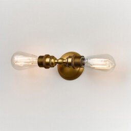 Old School Electric Twin Industrial Wall Light - Light Antique Brass - thumbnail 2