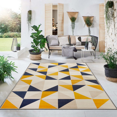 Ameha Modern Living Room Rugs Non Slip Extra Large Soft Bedroom Kitchen Carpet Brio Geometric Printed Rug, 200X290 Cm - image 1