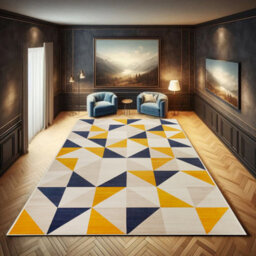 Ameha Modern Living Room Rugs Non Slip Extra Large Soft Bedroom Kitchen Carpet Brio Geometric Printed Rug, 200X290 Cm - thumbnail 2