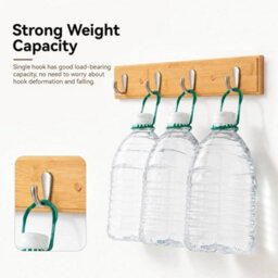 Log Wall-Mounted Coat Rack 45.5 Cm Stylish Bamboo Base With 4 Matte Nickel Hooks - thumbnail 3