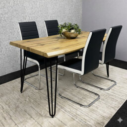 Kosy Koala Modern Rectangle Grey Glass Dining Table Set Of 4 Grey Plastic Chairs With Faux Leather Seats - thumbnail 1