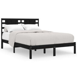 Berkfield Bed Frame Black Solid Wood Pine 200X200 Cm - thumbnail 2