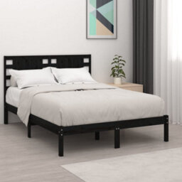 Berkfield Bed Frame Black Solid Wood Pine 200X200 Cm