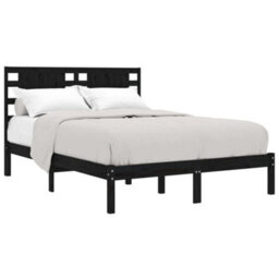 Berkfield Bed Frame Black Solid Wood Pine 200X200 Cm - thumbnail 3