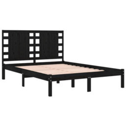 Berkfield Bed Frame Black Solid Wood Pine 200X200 Cm - thumbnail 4