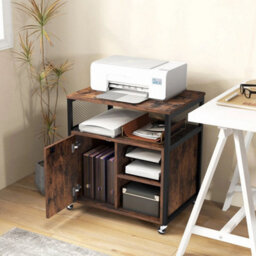 Metal Frame Printer Stand File Cabinet With Lockable Cabinet Charging Station - thumbnail 4
