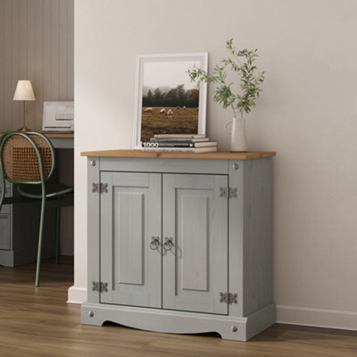 Mews Corona Sideboard Grey 2 Door Cupboard Solid Mexican Pine Storage - image 1